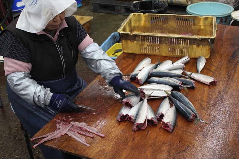 保存料などを使わない無添加の干物を作っている「泉源」の加工場を惜しみなく見せていただいた！
